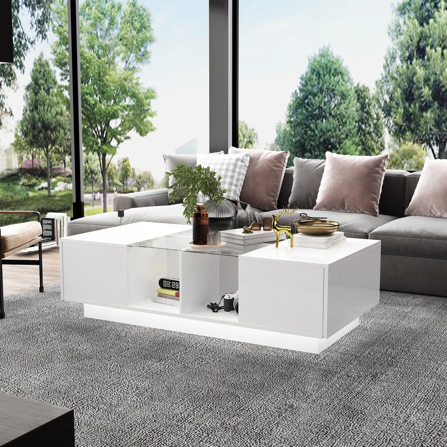 Modern Coffee Table with LED Lighting