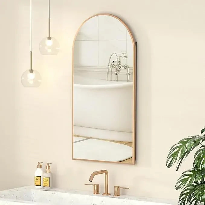Arched Mirror With Cabinet Installed