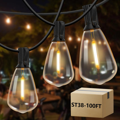 Outdoor String Lights Waterproof with Vintage Bulbs