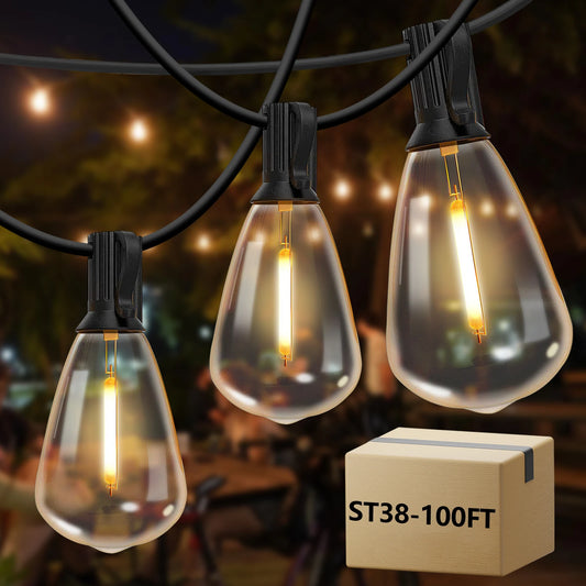 Outdoor String Lights Waterproof with Vintage Bulbs