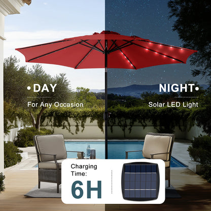 10FT Solar Patio Umbrella with 32 LED