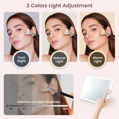 Makeup Bag With Led Mirror 3 Modes Lights
