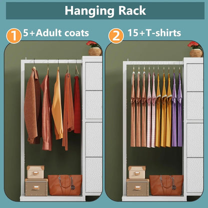 Dresser with Hanging Rack with 4 Drawers