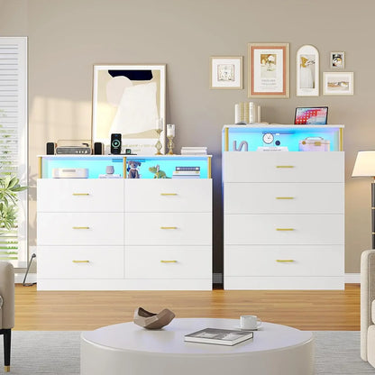Dresser for Bedroom with charging station plus led light