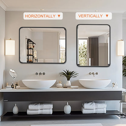 Matte Metal Framed Bathroom Mirror