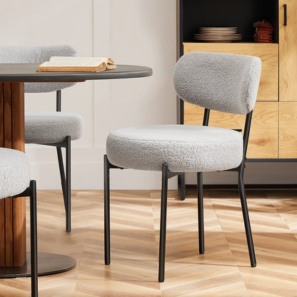 Round Dining Chairs Set of 2 Plush Fabric