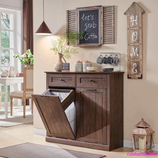 Hidden Wood Garbage Bin Cabinet