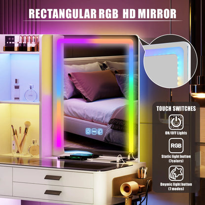 Vanity with Wireless Charging Station & RGB Lights