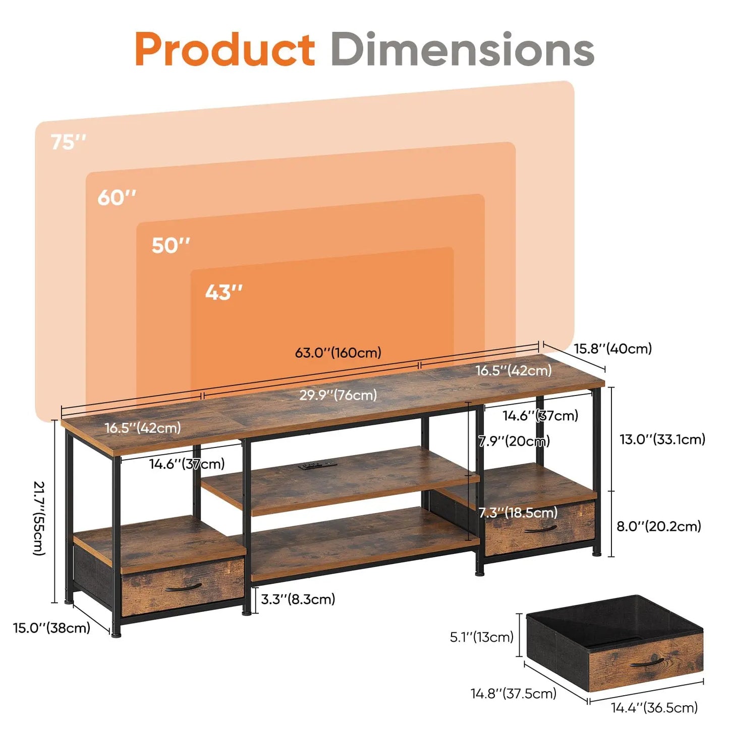 Wooden Tv Stand For Up To 75 Inch