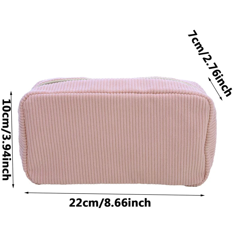 Corduroy Travel Cosmetic Bag Portable Makeup Storage