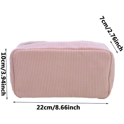 Corduroy Travel Cosmetic Bag Portable Makeup Storage