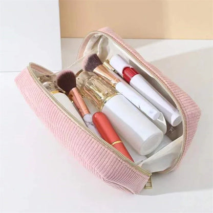Corduroy Travel Cosmetic Bag Portable Makeup Storage