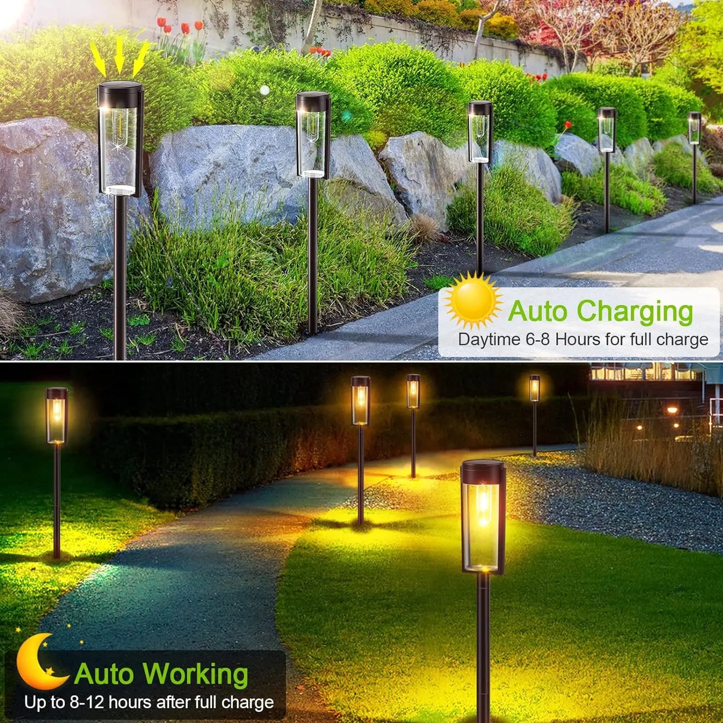 Solar Pathway Lights Outdoor Auto On/Off