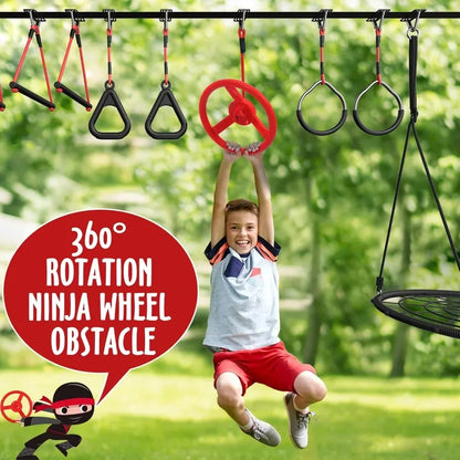 Ninja Warrior Obstacle Course for Kids with Tree Swing