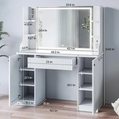 Makeup vanity table with additional power outlet