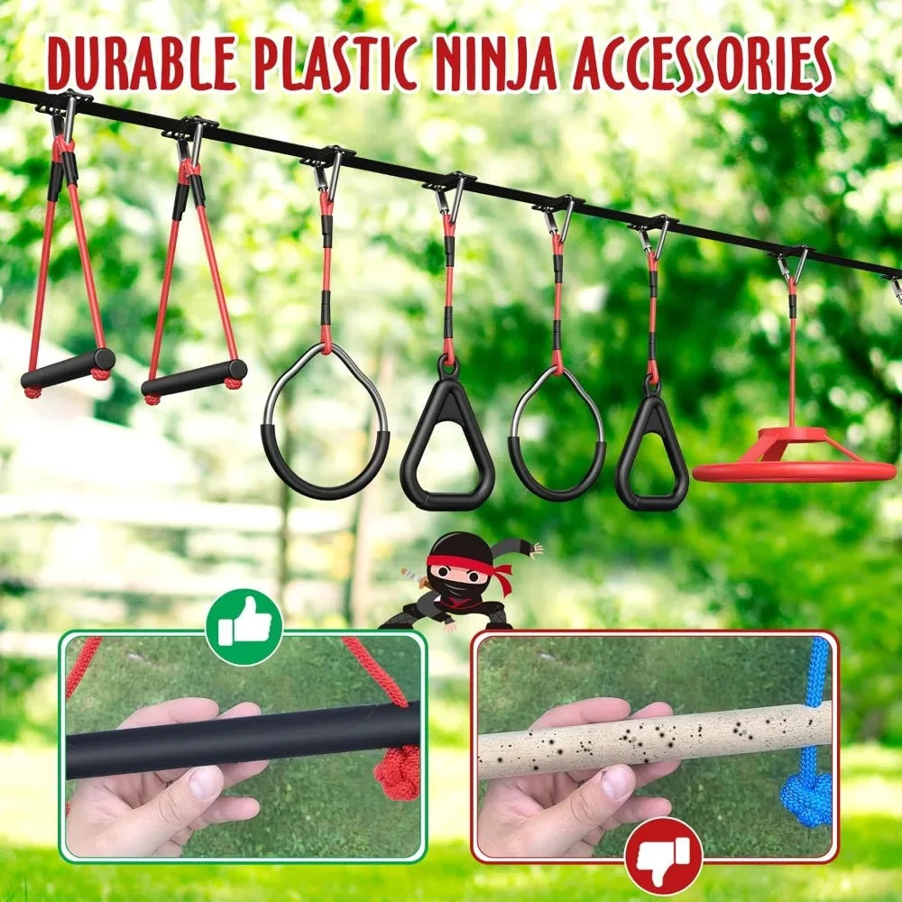 Ninja Warrior Obstacle Course for Kids with Tree Swing