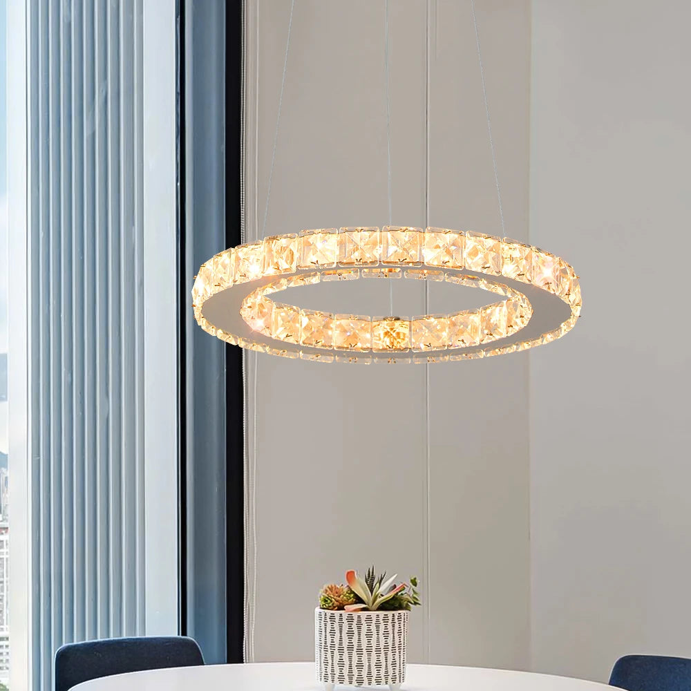 Luxury Crystal Rings Dimmable Chandelier