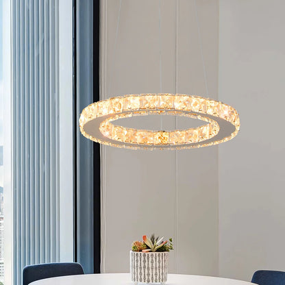 Luxury Crystal Rings Dimmable Chandelier
