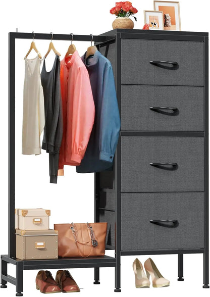 Dresser with Hanging Rack with 4 Drawers