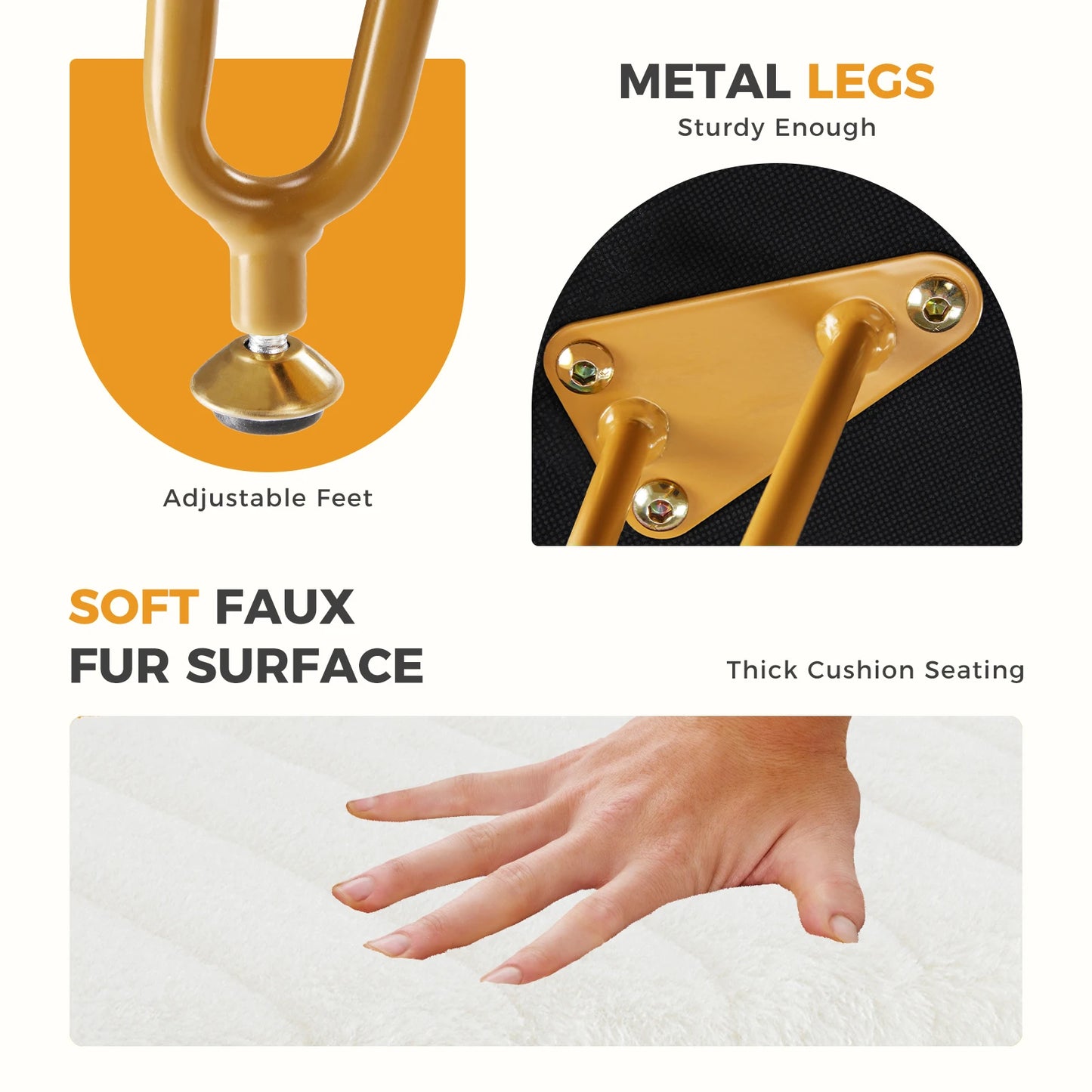 Fur Living Room Hidden Storage Stools