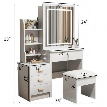 Makeup Dresser with Sliding Mirror and Lights
